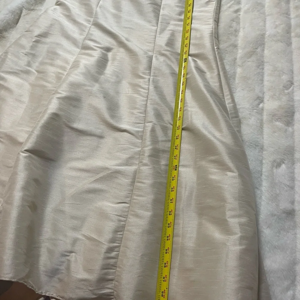 NWT ALFRED SUNG champagne Maxi Dress Jewel Neck bow accent Open-Back  SZ10 - Picture 15 of 16
